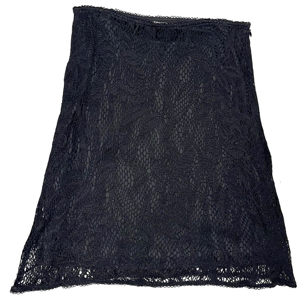 Betsey Johnson VNTG A-line Black Crochet Floral Lace Skirt - Size Medium
